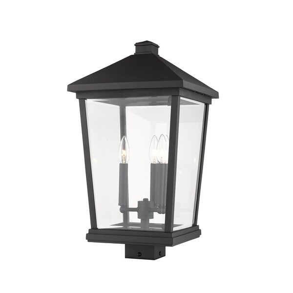 Z-Lite Beacon 3 Light Outdoor Post Mount Fixture, Black & Clear Beveled 568PHXLS-BK - main